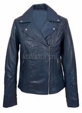 Leather City Dames leren jasje blauw norm