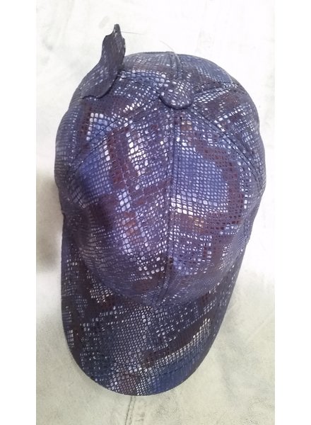 Heren en dames echt leren pet blauw print