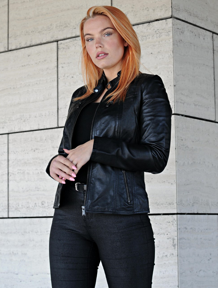 Dames leren zwart jasje Leather City Zwart leren jack Leather City