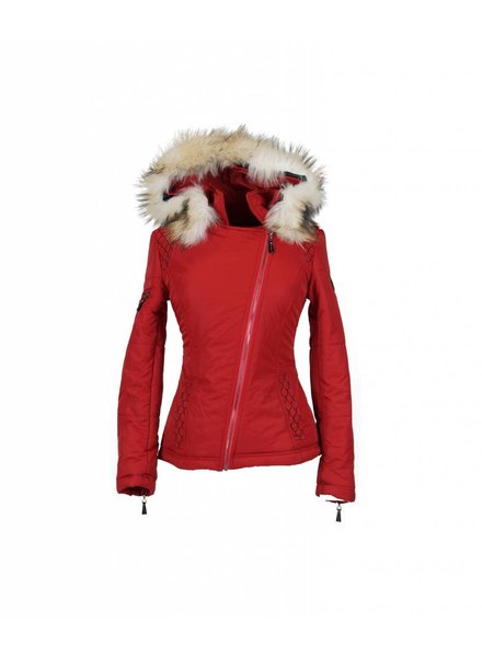 Carlo Sacchi Dames winterjas met Bontkraag 66 rood