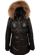 Leather City Dames parka leren winterjas met bont