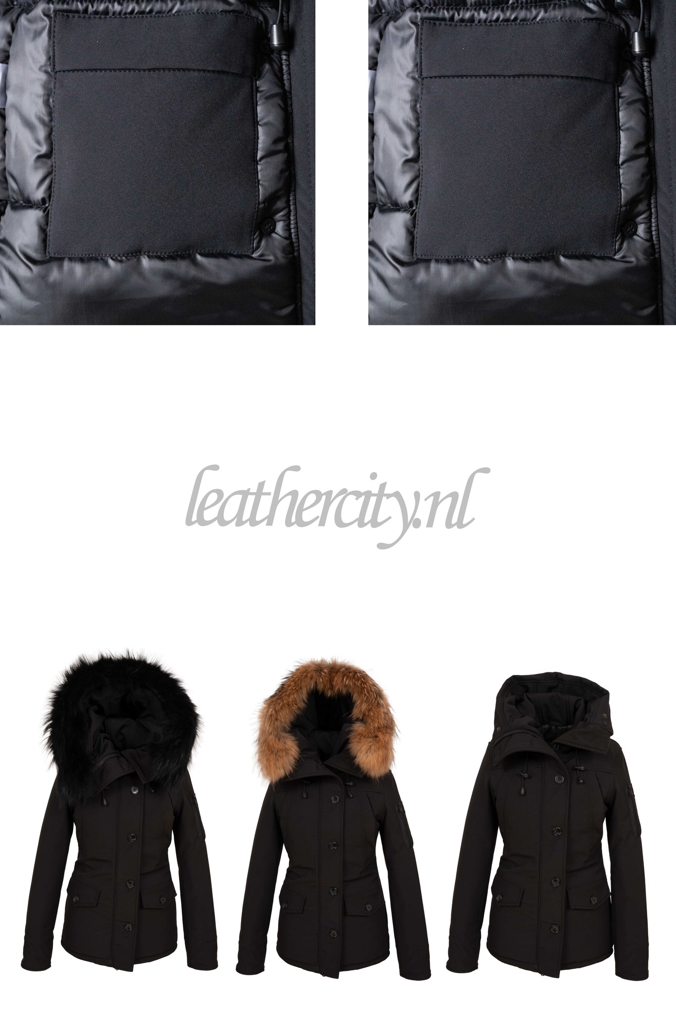 ei Omgeving horizon Dames winterjas canada 2 met zwart bont - Leather City