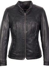 Carlo Sacchi Dames leren jas comfort zwart