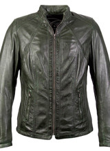 Carlo Sacchi Dames leren jas comfort groen