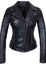 Carlo Sacchi Dames leren biker dames zwart