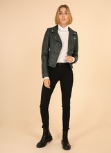 Lulu Dames imitatie leren jasje groen