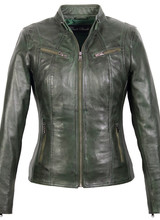 Carlo Sacchi Dames leren jas groen 9902