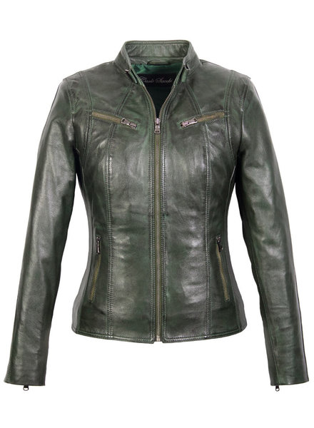 Leather City Dames leren jas groen 9902