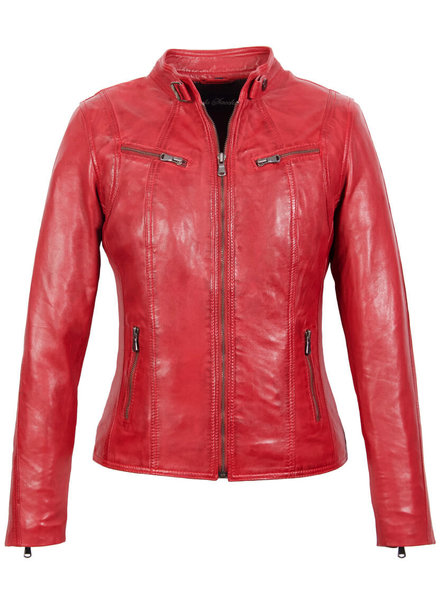 Carlo Sacchi Dames leren jas rood