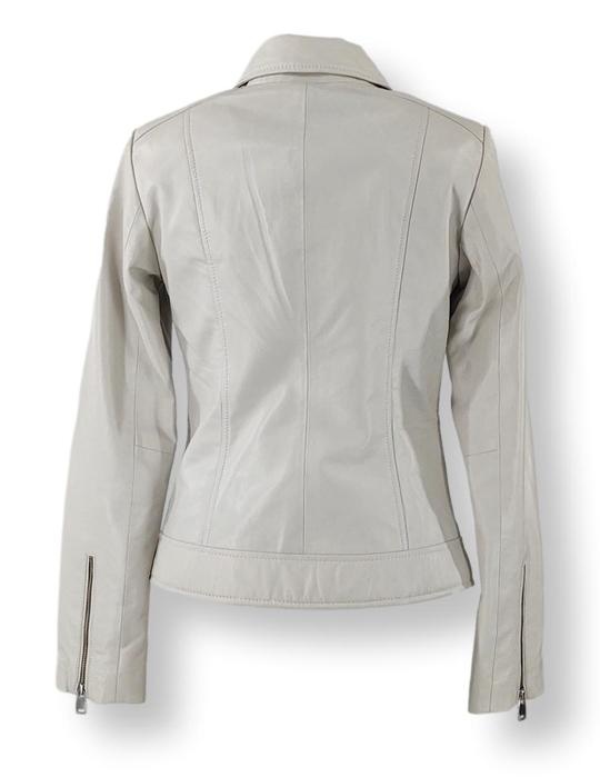bronzen goedkeuren zonnebloem Witte leren jasje voor dames - Leather City