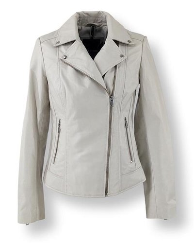 bronzen goedkeuren zonnebloem Witte leren jasje voor dames - Leather City