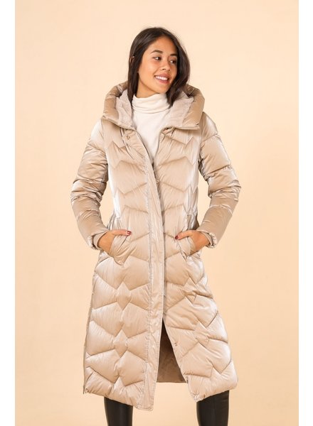 Laura Dames lang winterjas beige