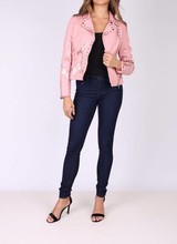 Dames imitatie kort leren roos  jasje