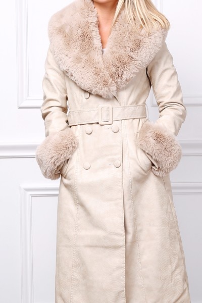Attentif   Dames winterjas trench coat beige