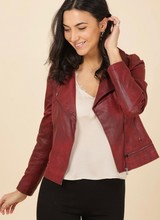 Laura Dames imitatie leren jas rood