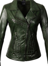 Carlo Sacchi Dames Leren biker jacket Jane groen