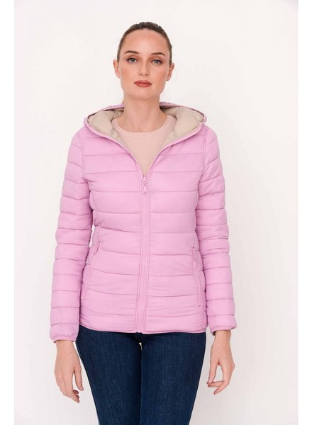Dames zomerjas met capuchon roze