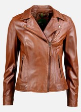 Leather City Dames leren biker bruin