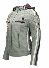 Dames bikerjack grijs