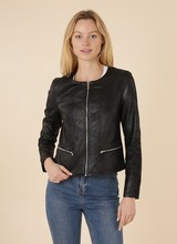 Laura Dames imitatie leren jasje zwart