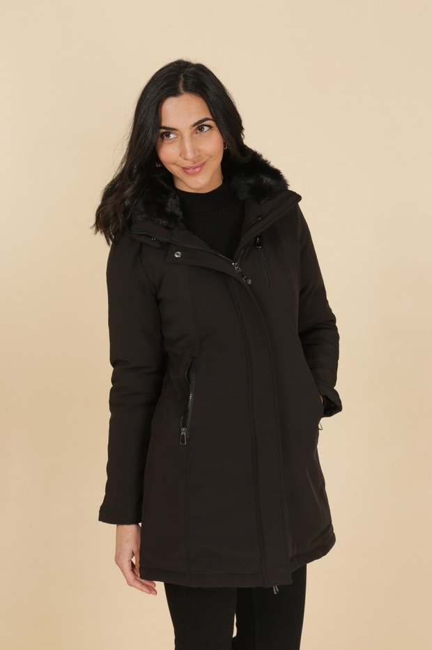 Winterjas voor dames zwart laura - Leather