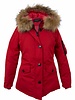 Attentif   Dames winterjassen Parka 2 kort rood met bontkraag