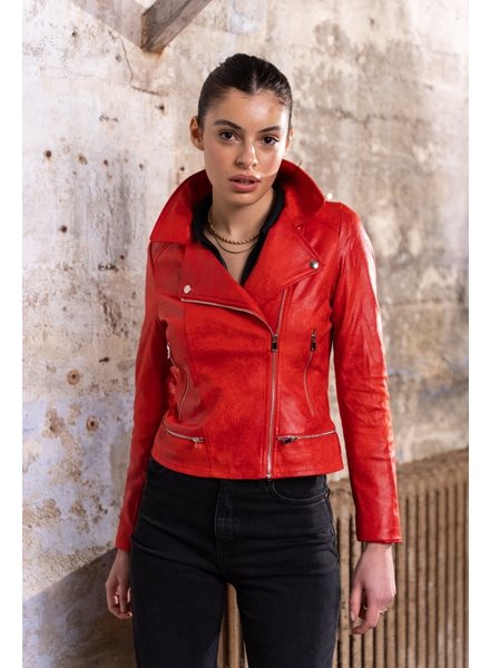 Dames imitatie leren jas rood