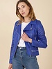 Laura Dames imitatie leren jas aqua blauw