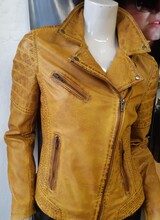 Carlo Sacchi Leren jas dames lemon