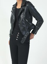 Dames imitatie leren biker zwart