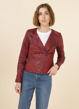 Laura Imitatie leren jas dames bordeaux rood