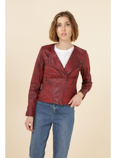 Laura Imitatie leren jas dames bordeaux rood