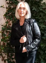 LVS Leren bikerjack dames zwart