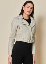 Imitatieleren jas dames beige