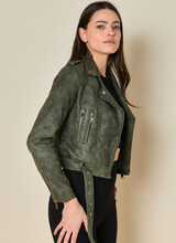 Imitatieleren jas dames groen