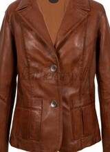 Carlo Sacchi Dames leren blazer jasje bruin