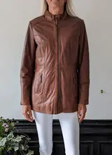Leather City Halflange leren jas dames bruin