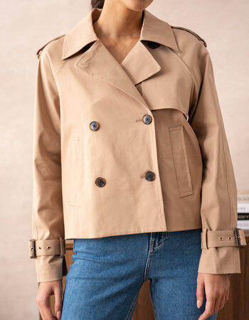 Attentif   Trenchcoat dames kort beige