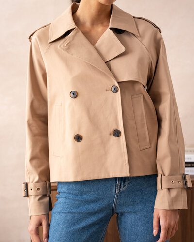 Cicilin Trenchcoat voor heren, lichtgewicht, halflang, slank, windjack, katoenen jassen, Beige, XS