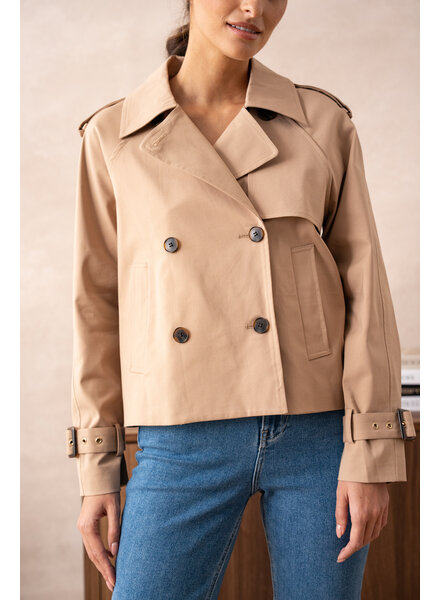 Attentif   Trenchcoat dames kort beige