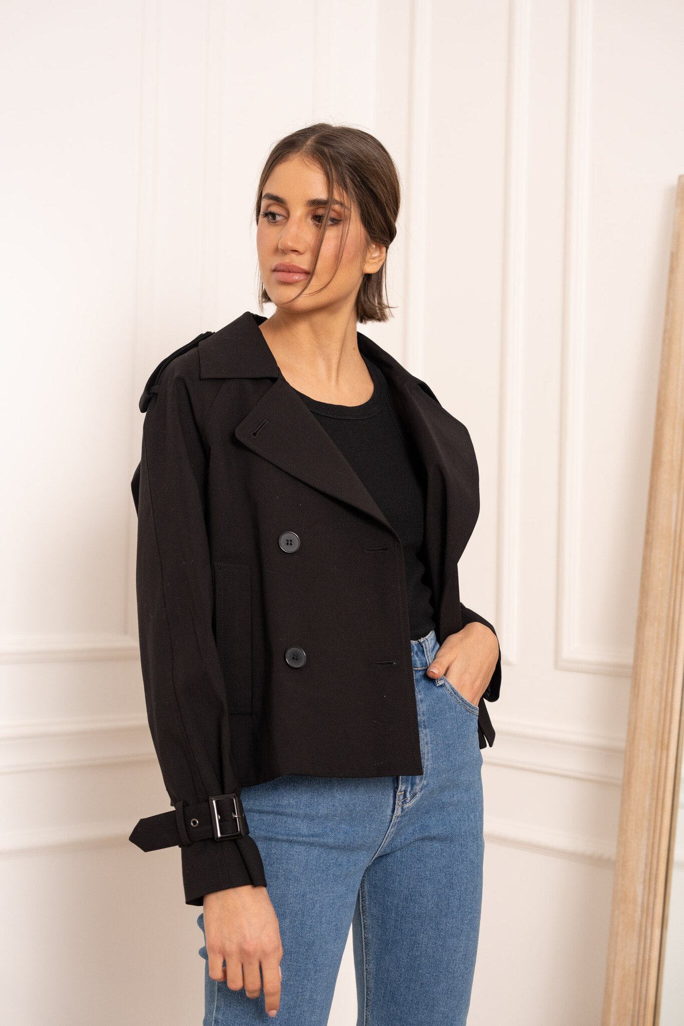 Trenchcoat - dames - Polyester - Met capuchon en koordsluiting main image 1