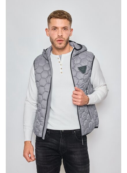 Bodywarmer heren grijs  met capuchon 5188