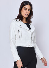 Leather City Witte imitatie leren jasje dames