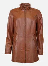 Leather City Leren jas dames half lang cognac