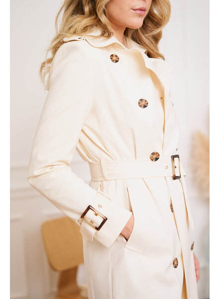 Attentif   Trenchcoat dames gebroken wit