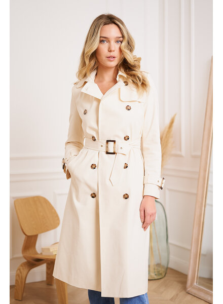 Attentif   Trenchcoat dames gebroken wit