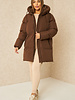 Dames winterjas halflang bruin