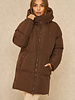 Dames winterjas halflang bruin