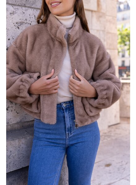 Attentif   Bontjas dames kort camel