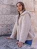 Attentif   Bontjas met capuchon dames taupe beige